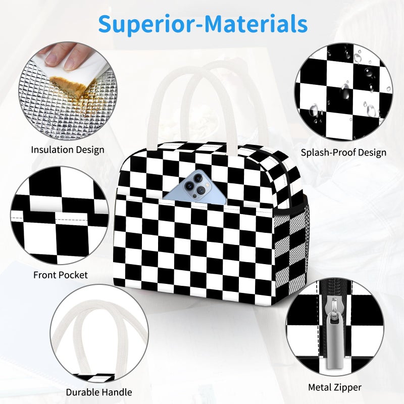 DALINDA Lunch Bag Lunch Box for Women Men Reusable Insulated Lunch Tote Bag Leakproof Thermal Cooler Sack Food Handbags Case High Capacity for Travel Work Picnic Beach- Square - Image 2